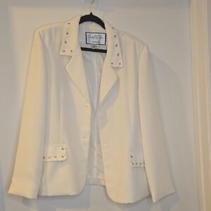 Mary McFadden Cream Blazer with Gold Accents
